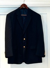 Men  s Classic JoS. Joseph A. Banks Navy Blue Blazer 44R 100 Wool 2 Gold Buttons