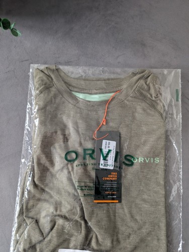 New Orvis DriCast Men's Size MEDIUM Short Sleeve Crewneck T-Shirt Khaki Tarragon - Picture 3 of 14
