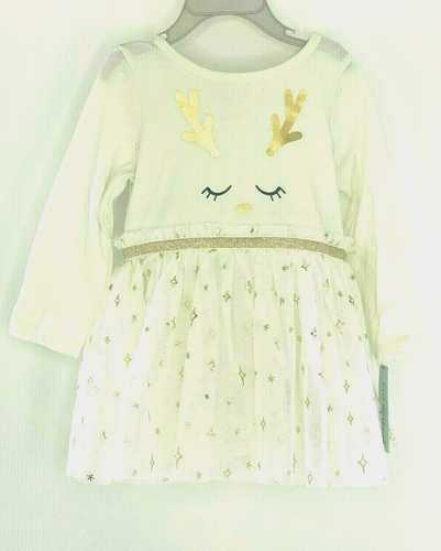 Christmas Dress Tulle Skirt Bloomers Reindeer White Cat & Jack Toddler Girl 18M - 第 4/9 張圖片