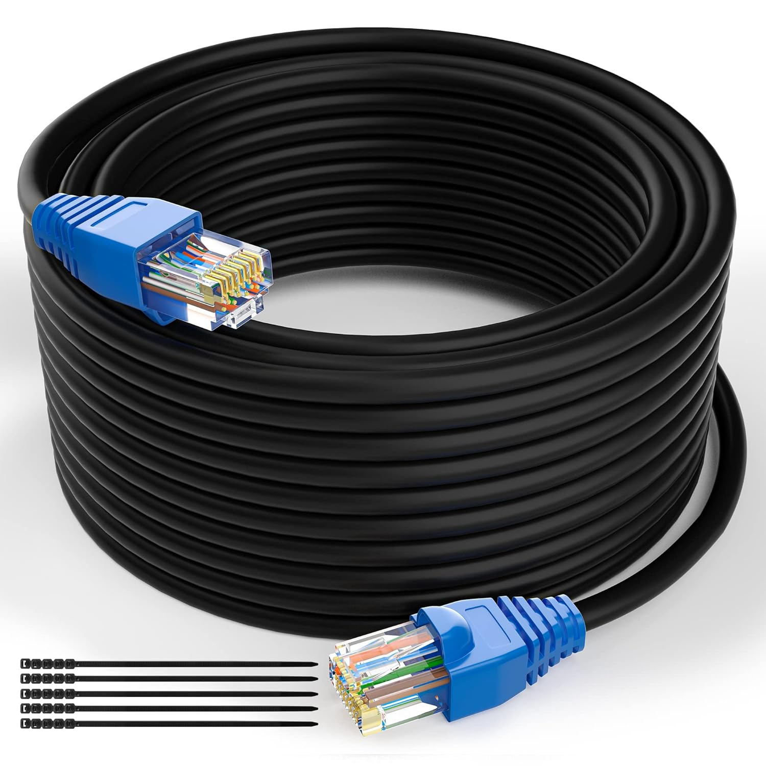 Outdoor Cat6 Ethernet Cable 100ft Heavy Duty Waterproof Internet Cord-image