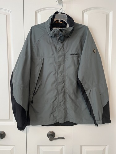 Men’s Sz MED Timberland Gray/Green & Black Waterproof Rain jacket coat Nylon - Picture 2 of 10
