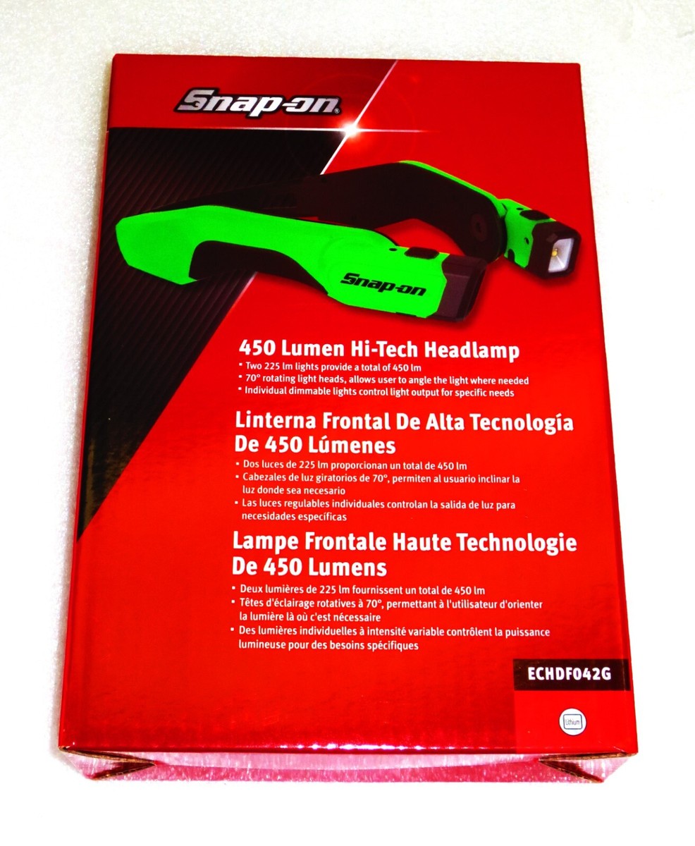 NEW* Snap-on ECHDF042G HIGH-TECH HEADLAMP LIGHT *GREEN* 450 LUMENS