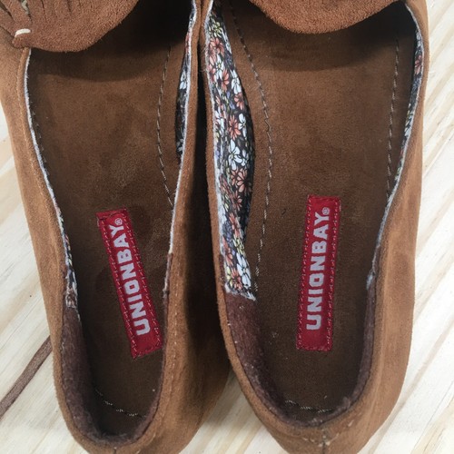 Unionbay Moccasin Shoes Womens 6 M Loafer Brown Suede Keltie Fringe Casual Flats - Picture 10 of 11