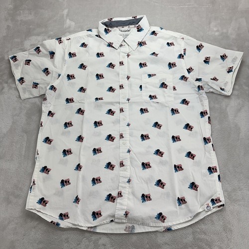 Free Planet Shirt Mens Extra Large XL White American Flag Graphic Short Sleeve - Picture 1 of 13