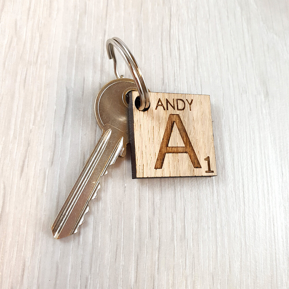 Personalised Square Initial Keyring Birthday Gift - Add your name and initial!