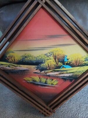 Set Of 2 Vtg Japanese Framed Pictures 16” from corner to