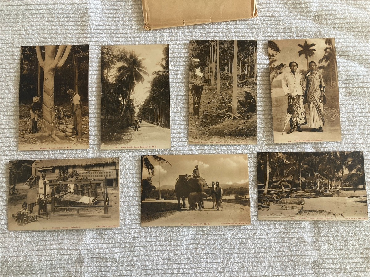 Set Of 7 Antique Singapore Photo Postcards c1910's. Native People