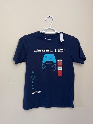 NWT XBox Boys Medium Blue Short Sleeve Video Game Controller Level Up Shirt