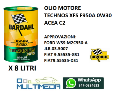 OLIO MOTORE BARDAHL TECHNOS XFS 0W30 AV504 - 4 LITRI - Foto 5