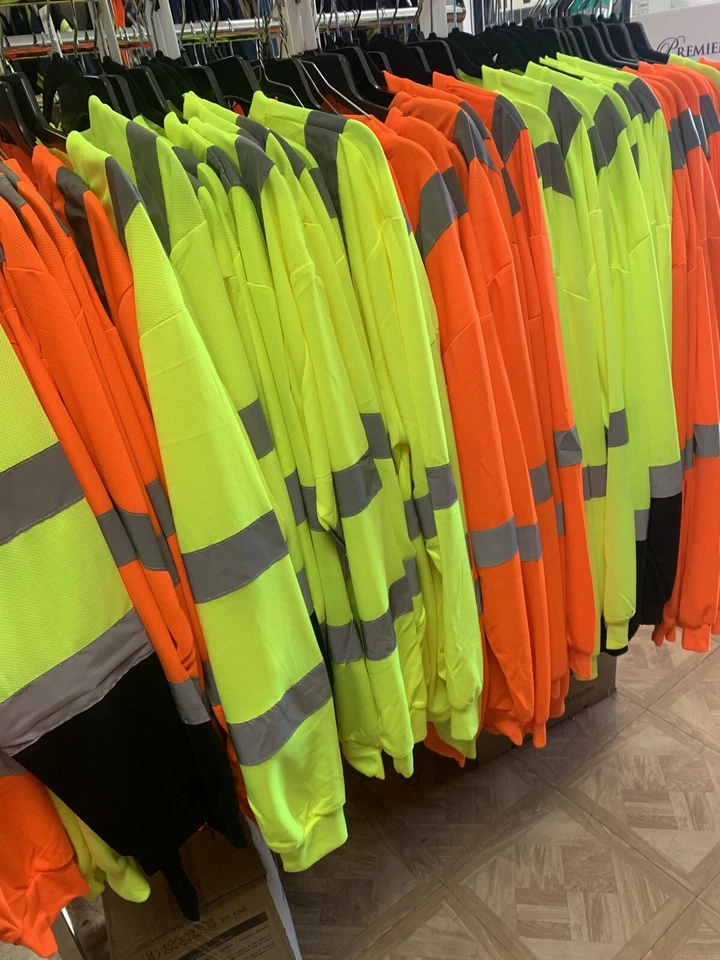 LOT OF 5 Safety Work T Shirt High Visibility Reflective Tape TYPE R CLASS 3 - Image 2 of 4