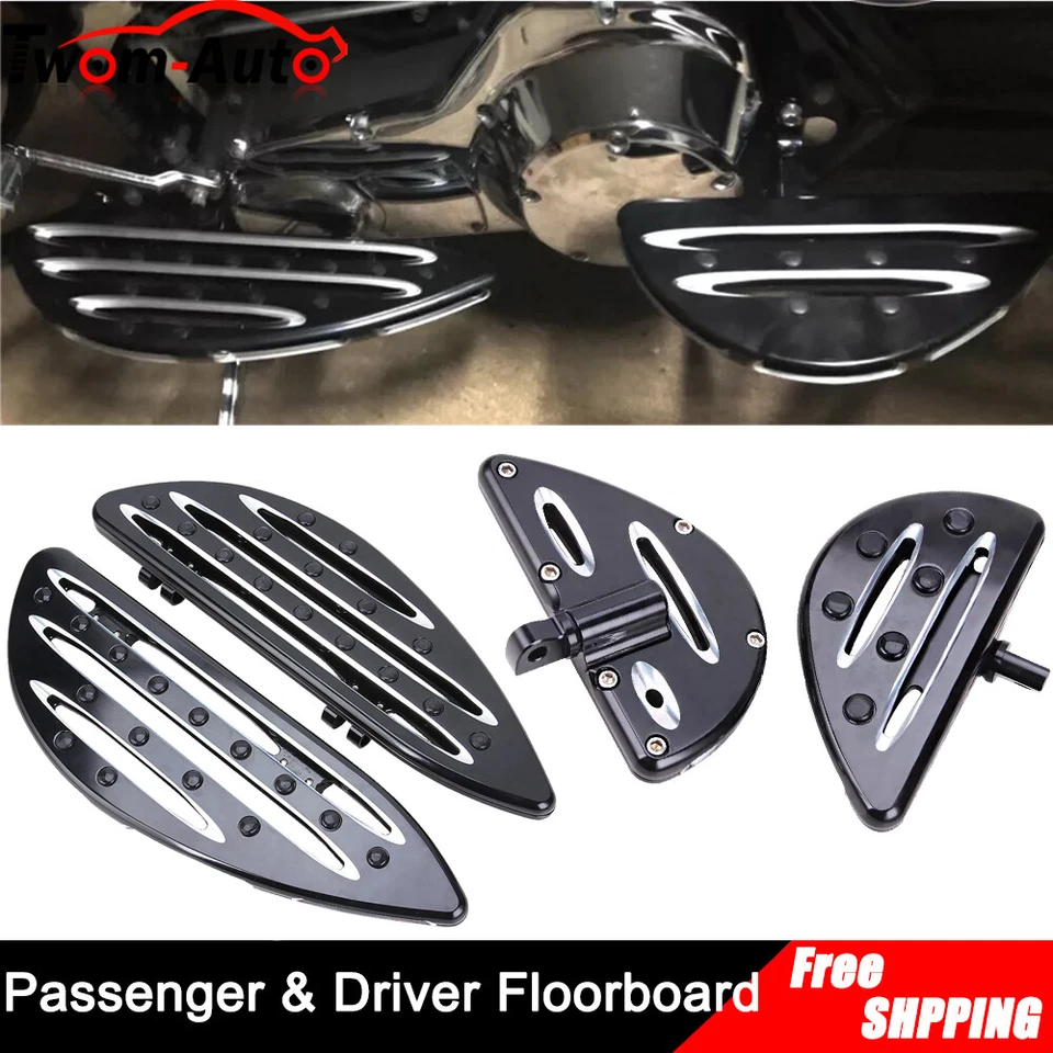 Tableros de piso estirados CNC para conductor y pasajero con corte de borde para Harley Electra Glide Foto 3 de 4