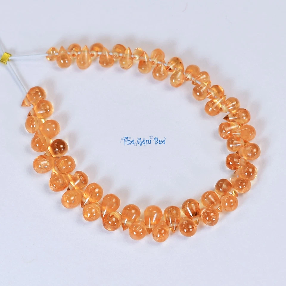 Gem Grade Orange Spessartite Mandarin Garnet Smooth Teardrop Briolette Bead 3" - Image 3 of 4