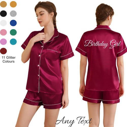 UK personalisierter Damen Pyjama Schlafanzug Hochzeit Brautjungfer Geburtstag Party Pyjama Set - Bild 39 von 39