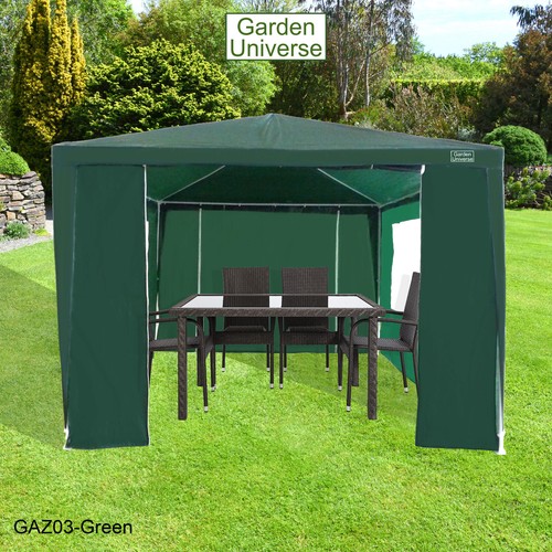 Gazebo Marquee Canopy Party Tent Green 3 x 4m By Garden Universe Steel Frame - Picture 4 of 12