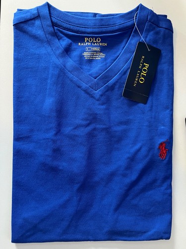 POLO RALPH LAUREN Mens Navy Blue T-SHIRT Short sleeve V Neck Size XL