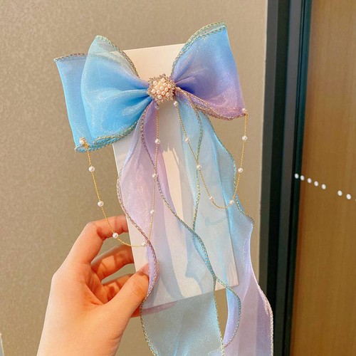Girls Hair Clips Cute Colorful Bow Ribbon Chiffon Fashion Sweet Hair Accessories - Picture 11 of 17