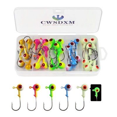 Fishing Jig Heads Assorted Size Round Painted Ball Head Hooks for Walleye Bas...