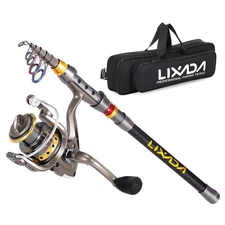 Lixada Telescopic Fishing Rod and Reel Combo Full Kit Carbon Fiber Fishing Rod