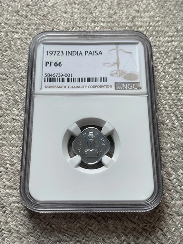INDIA 1 Paisa 1972 (1972B), Gem Proof, NGC PF 66, High Grade Nice Surfaces