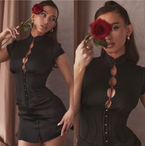 House of CB Carmina black mini corset dress Size Large - 第 2/11 張圖片