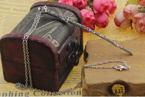Harry Potter Wand Necklace 4" Pendant 18" Chain Fantasy Magic Toy - Picture 2 of 12