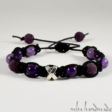 MEN'S PURPLE LAVA ROCK AMETHYST NATURAL GEMSTONE BEADED SHAMBALLA BRACELET MBA