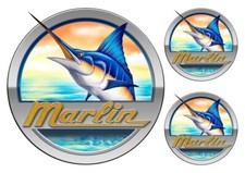 Adesivi di design rotondi per barca Marlin diametro 7,5" e 3,5"