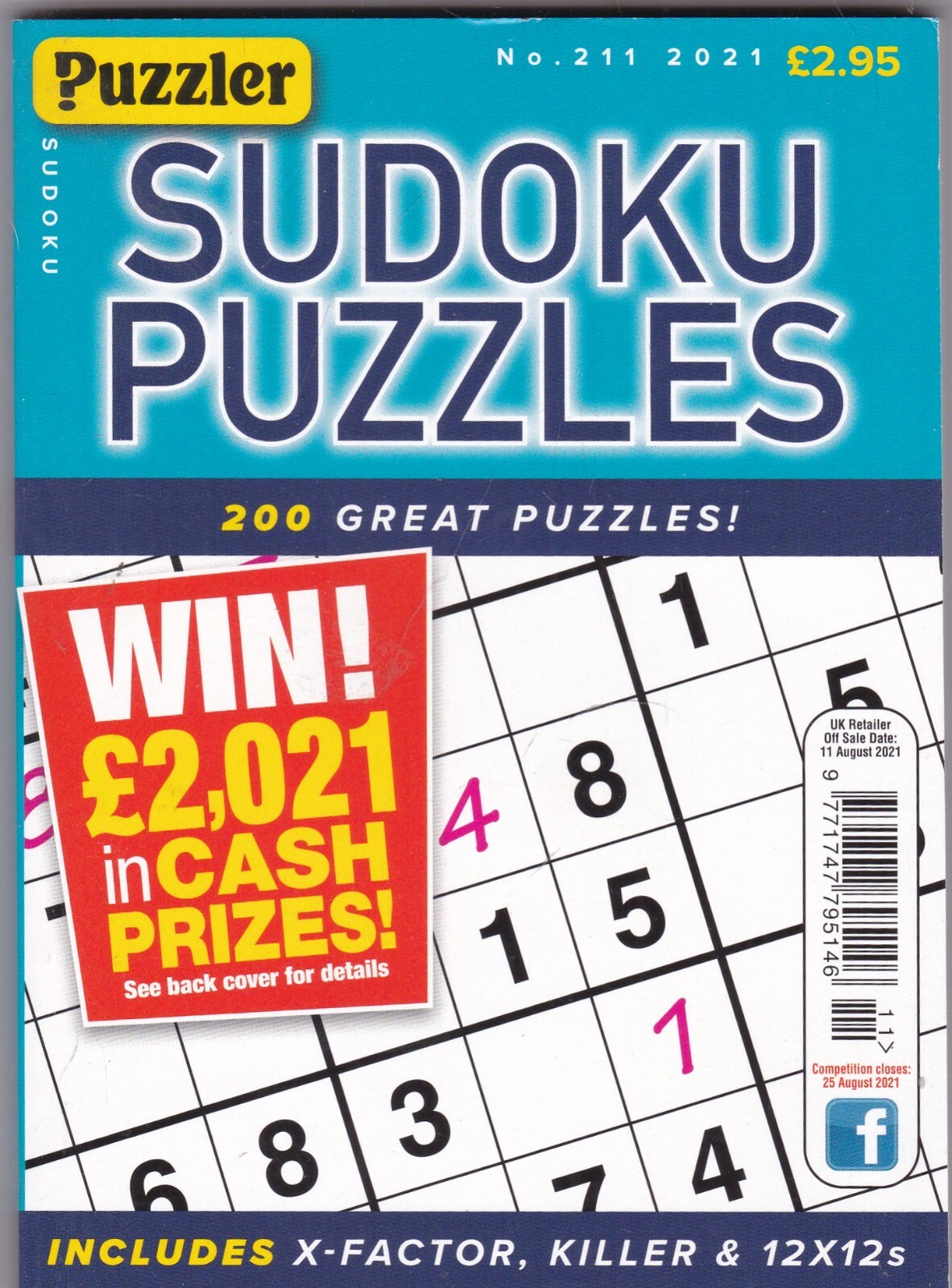 PUZZLER SUDOKU PUZZLES BOOK MAGAZINE #211 2021 - 200 GREAT NEW PUZZLES
