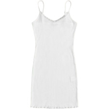 SHEIN White Lace Trim Ribbed Mini Slip Dress M
