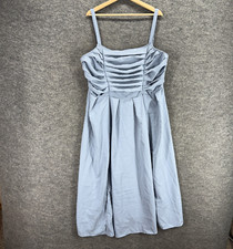 New SheIn Dress Women 4XL Blue Sheath Midi Sleeveless Square Neck Pleated Casual