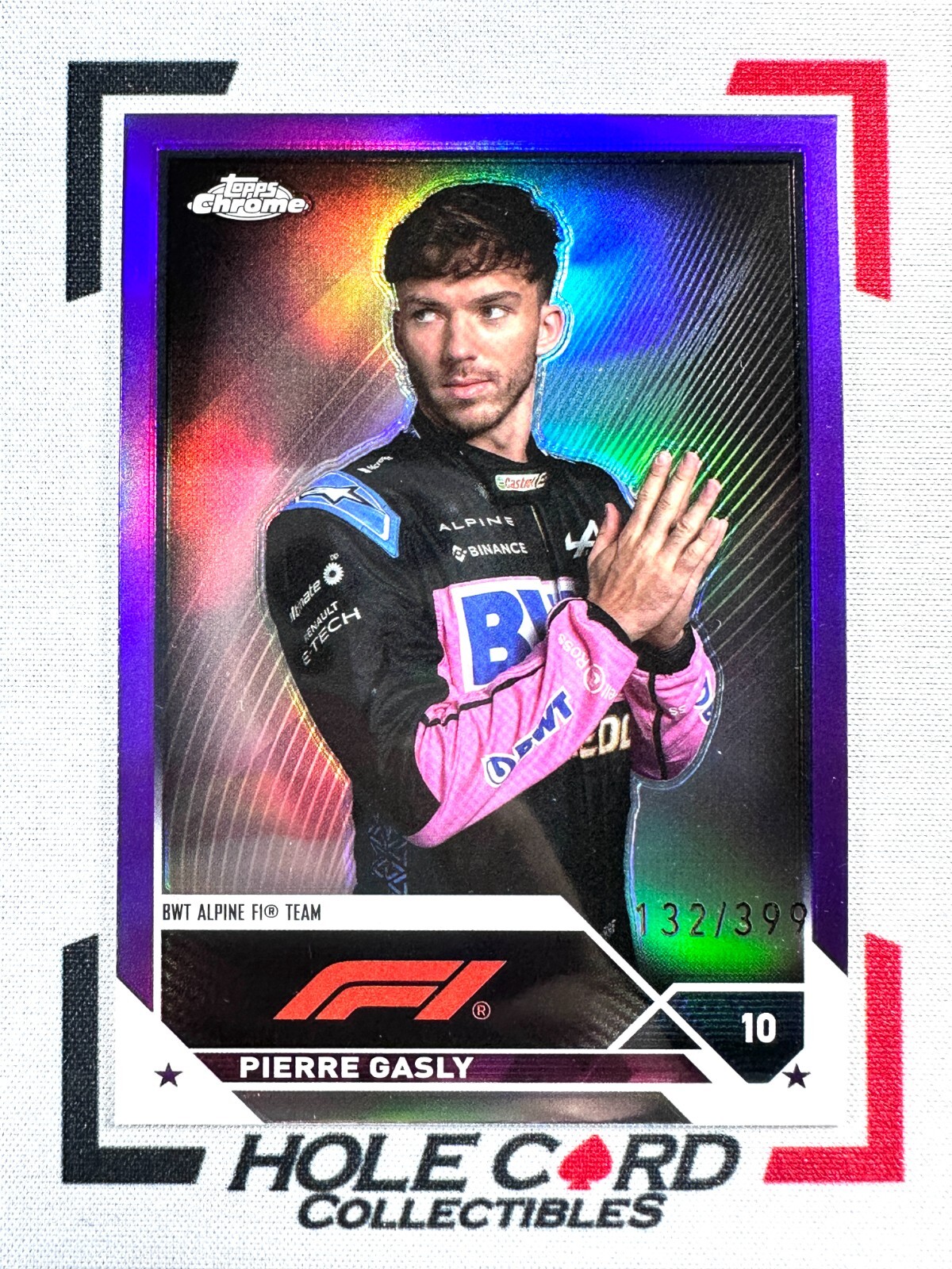 PIERRE GASLY 2023 Topps Chrome Formula 1 F1 #52 Purple Refractor 132/399