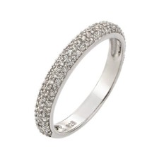 3 mm width Sterling Silver CZ Stones Band Ring