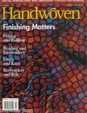 Handwoven magazine jan/feb 2001: throw, dishtowels, vest, pillow, scarves jumper