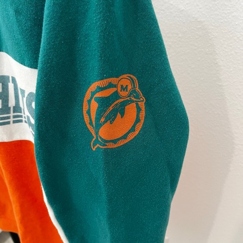NFL Junk Food Men's LG Miami Dolphins Retro Aqua Orange White Sweatshirt - Picture 3 of 5