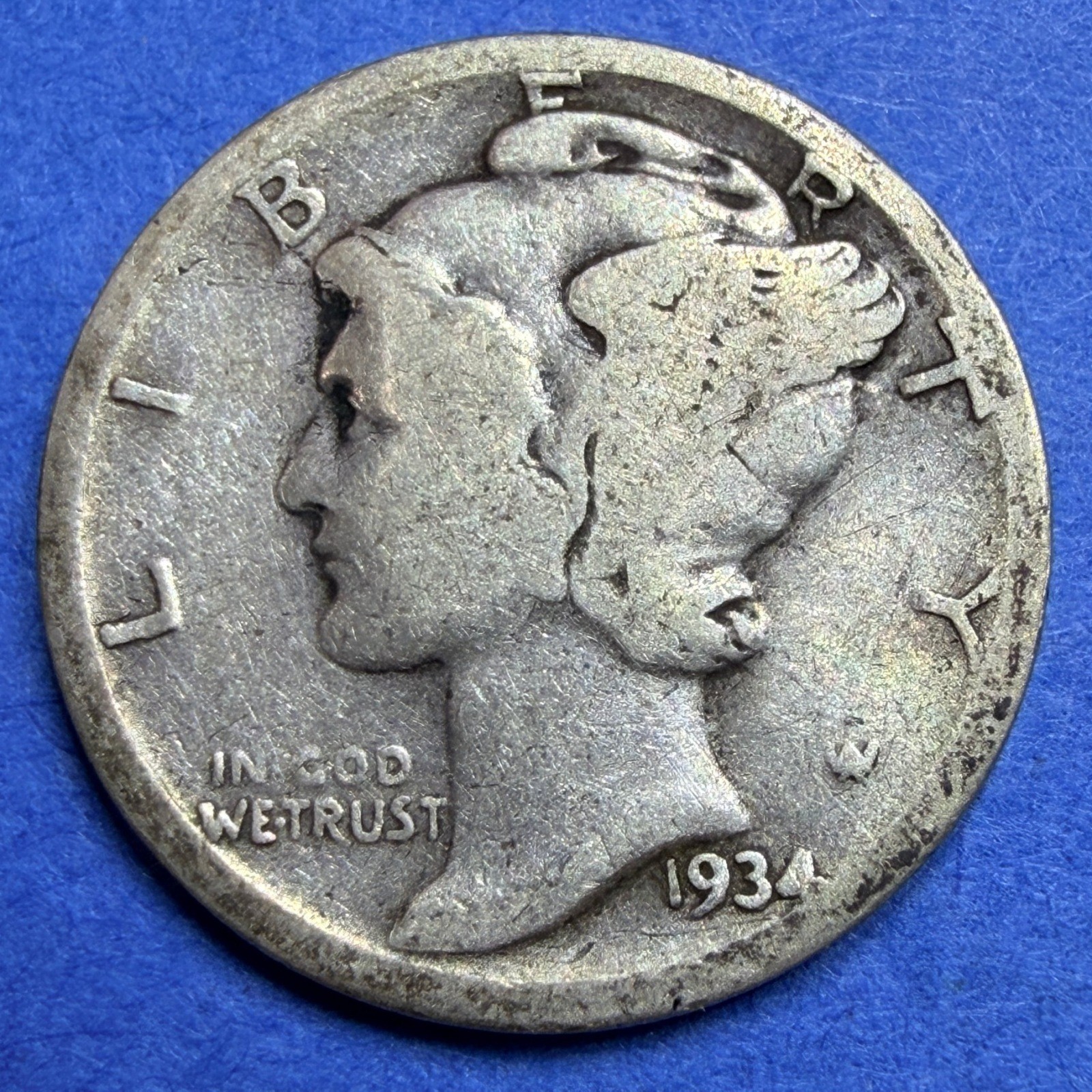 1934 Mercury Dime 10C Good G Philadelphia Silver Winged Liberty Head Coin