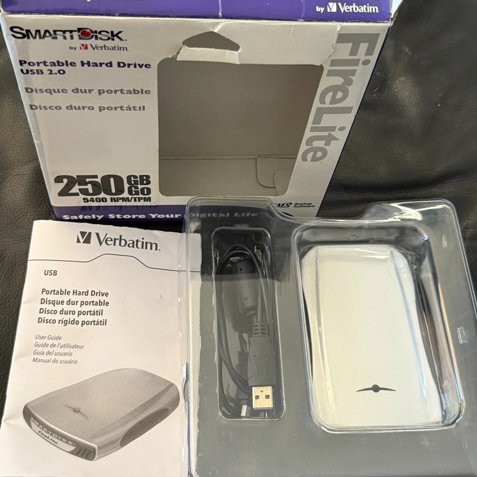 SMARTDISK FIRELITE HARD DRIVE USBFLB250 USB 2.0 EXTERNAL GRAY CABLE INSTRUCTIONS - Image 2 of 4