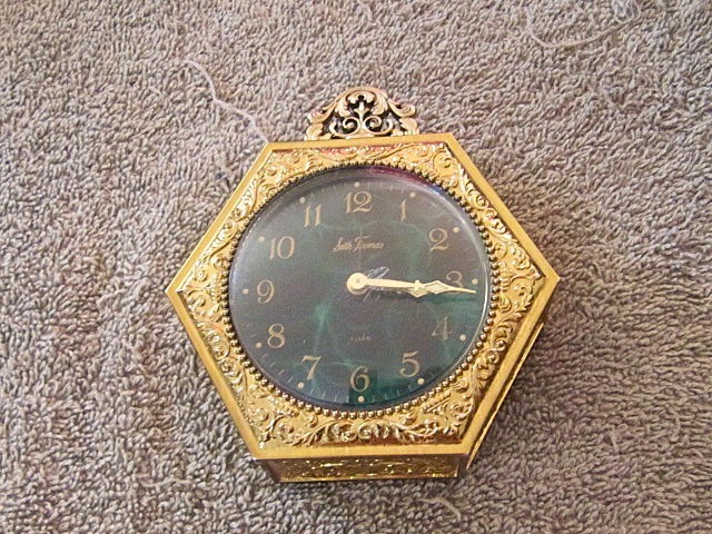 Vintage Seth Thomas Wind up Alarm Clock Germany Gold Tone Filigree photo Vintage Seth Thomas Wind up Alarm Clock Germany Gold Tone Filigree photo