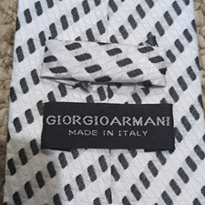 Giorgio Armani Men's Tie White Black Geometric Pattern Made in Italy