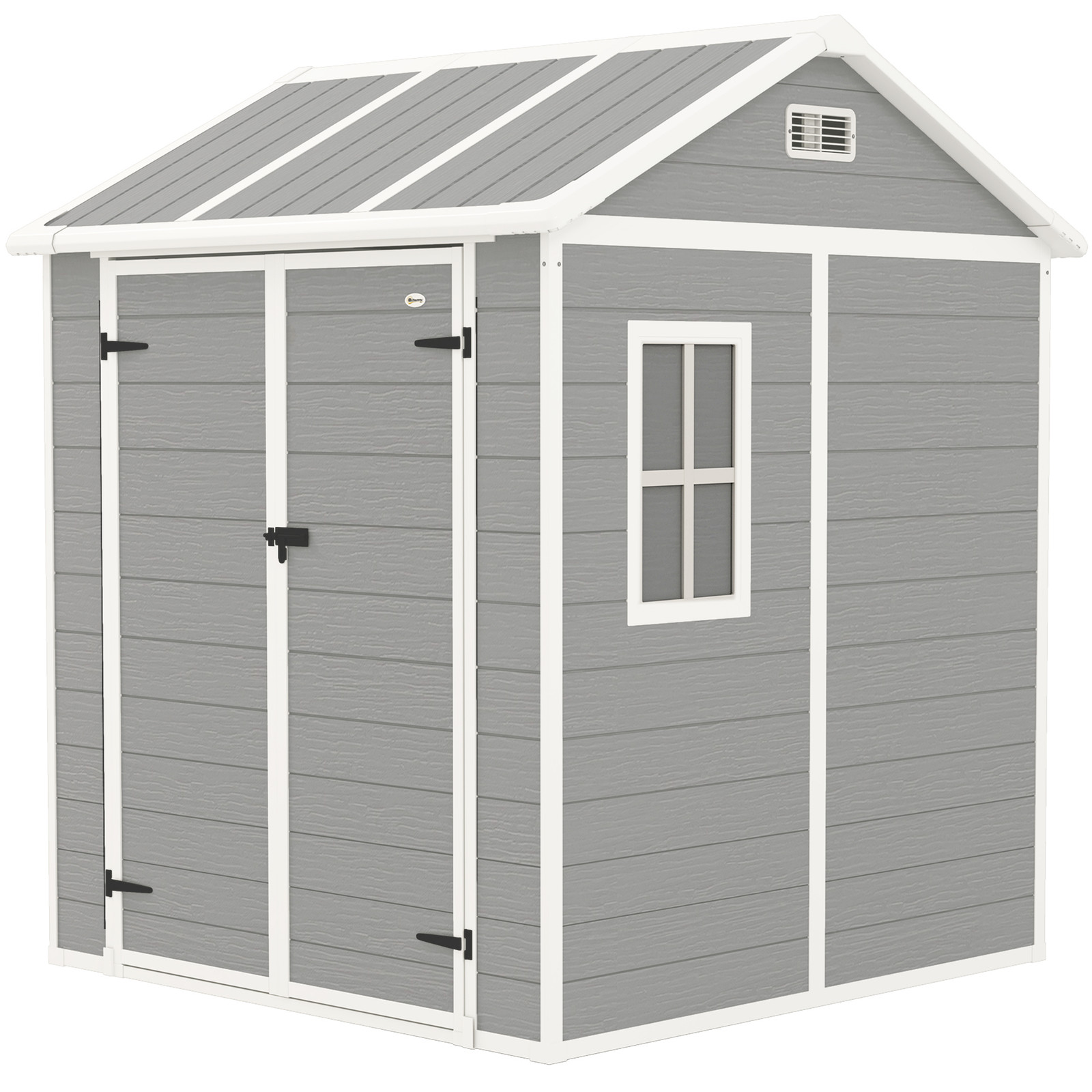 Outsunny Capanno da Giardino in Resina con Pavimento e 2 Porte 1.8 x 1.8 m