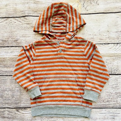 Did Too! Orange Grey Striped Hooded LS T-Shirt Boy s Sz 3