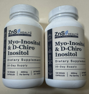 Lot of 2 ZnS Health Myo-Inositol & D-Chiro Inositol - 120 caps ea - 01/2027