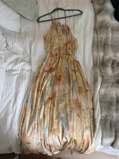 fab'rik Floral Halter Drawstring Maxi Dress Straps Sleeveless Size M