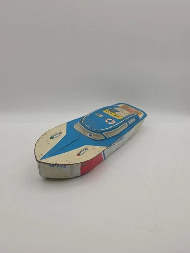 Vintage Tin Metal Coast Guard Boat Toy 98-F175 Ohio Art - USED