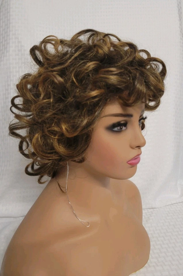 💕Gran Peluca Corta Rizada Ondulada en Capas Mixta Rubia Retro Fiesta Diaria Años 90 WESTBAY Foto 4 de 4