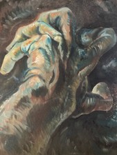 Pittura Olio Pannello Legno Espressionismo Fauvisme 1950 Mano Arte