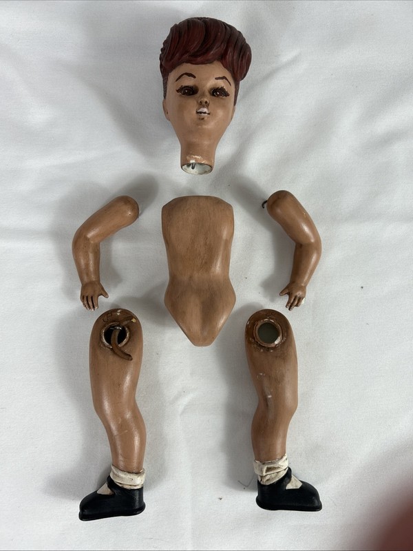VTG 1960s Ceramic Doll Parts Set - For Restoration or Repair - Head Body Limbs