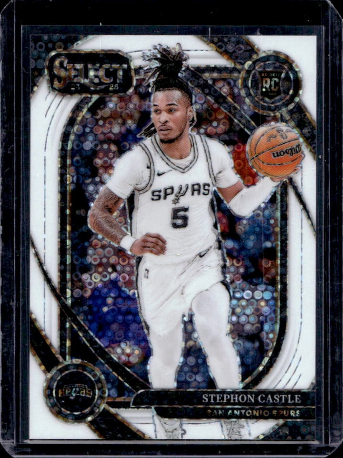 2024-25 Select Stephon Castle Courtside RC White Disco Prizm #72/75 Spurs