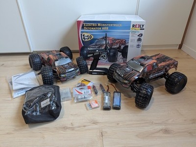 RC Monster Truck Reely Detonator 1:10 4WD ARR Mega-Set fahrbereit + Ersatzteilsp