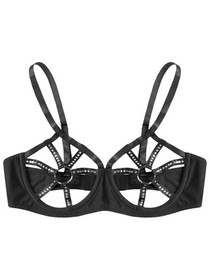 US #XL Womens Cups Open Nipples Push Up Bra Underwired Hollow Out Sexy Lingerie
