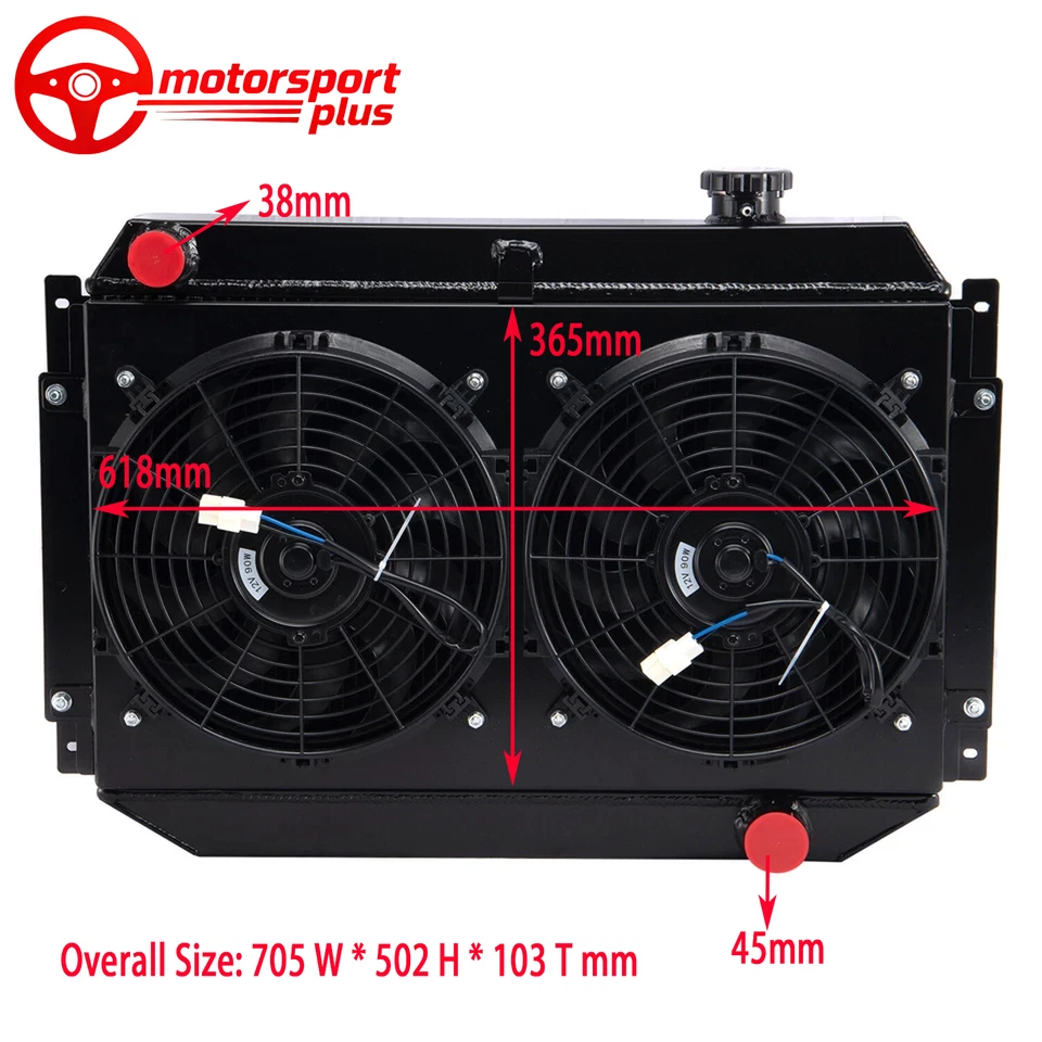4 Row Radiator+Shroud Fan For Holden Hj Hx Hq Hz Kingswood V8 Chevy 1971-1980 - image 3 of 4